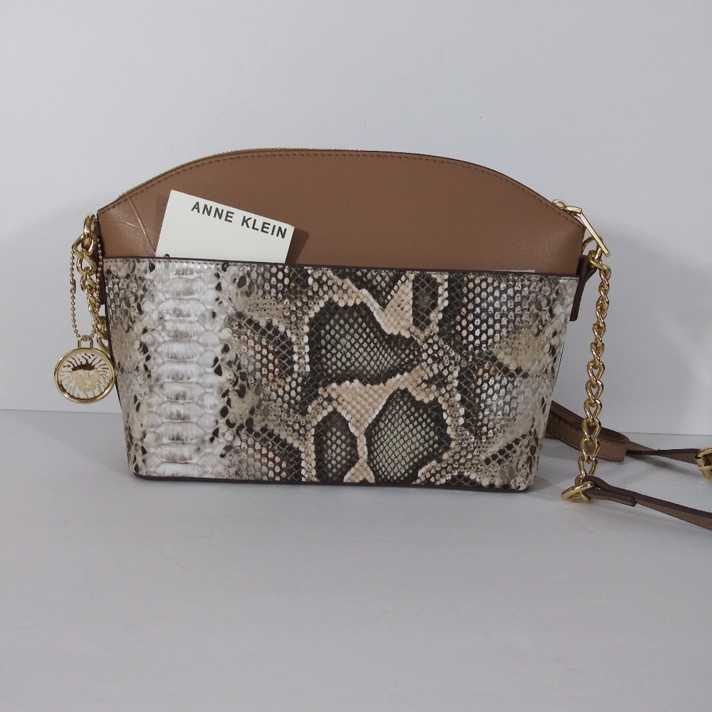 NWT ANNE KLEIN PYTHON SNAKE CROSSBODY BAG PURSE - Picture 4 of 7